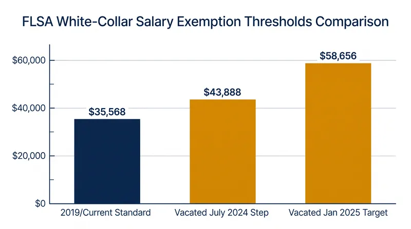 The vacated 2024 rule would have pushed the exemption threshold to $58,656 by 2025.