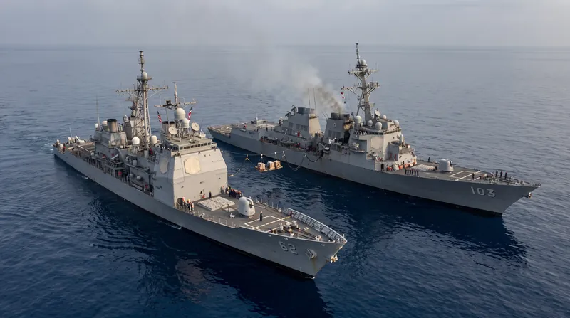 The cruiser USS Robert Smalls provided meals and support to the Benfold's crew while the destroyer awaited commercial tugboats.