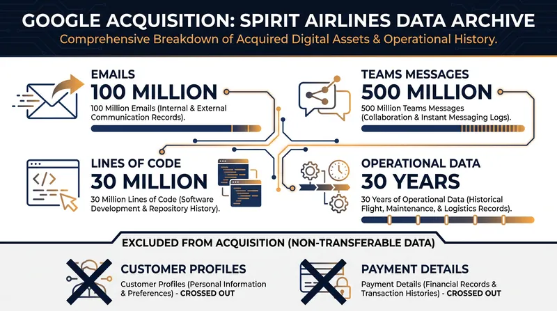 The $10 million acquisition includes decades of internal corporate communications and code, while explicitly excluding passenger data.