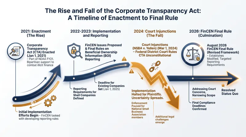 The brief lifespan of the domestic Corporate Transparency Act mandate.