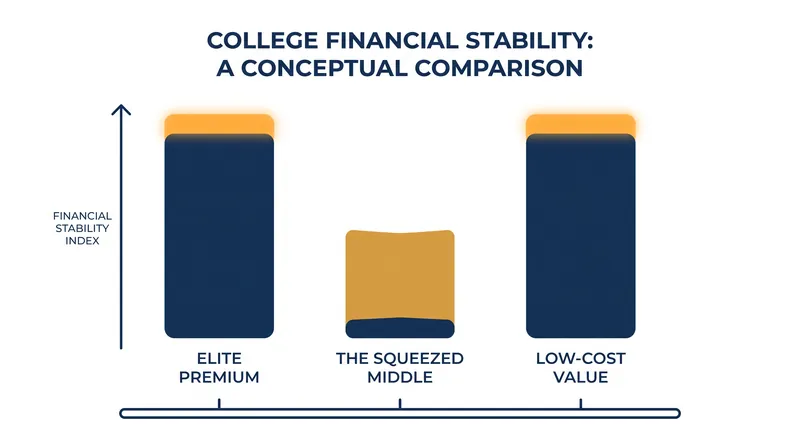 Institutions caught in the middle—lacking both elite brand power and low-cost efficiency—face the highest financial risk.