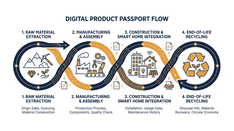 The DPP tracks a material's lifecycle from extraction to eventual recycling.