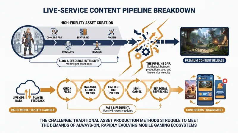 The structural breakdown of a AAA mobile content pipeline.