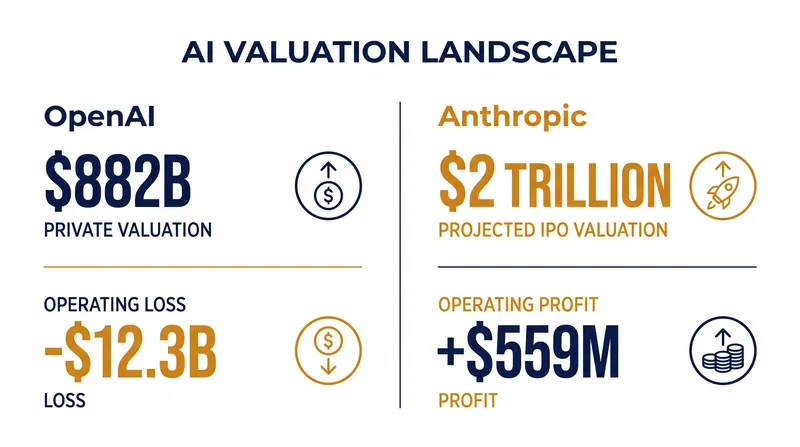 The financial decoupling of the two AI giants highlights the stakes of the valuation bubble.
