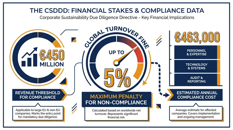 The financial thresholds and penalties driving corporate compliance under the CSDDD.