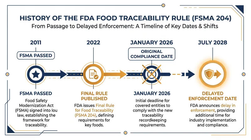 The enforcement of the Food Traceability Rule has been pushed back multiple times, most recently by a congressional appropriations rider.