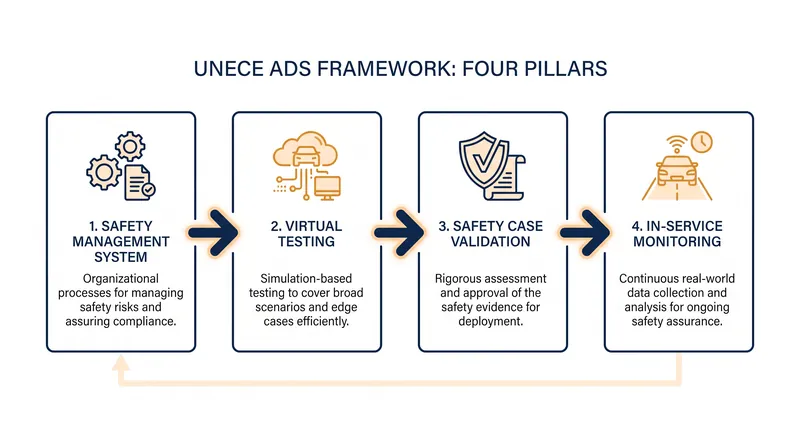 The core requirements automakers must meet to certify an autonomous driving system under the new UN framework.