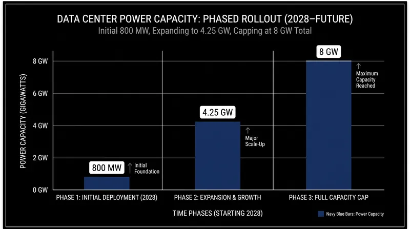 The projected phased expansion of the PORTS-Pike campus power capacity.