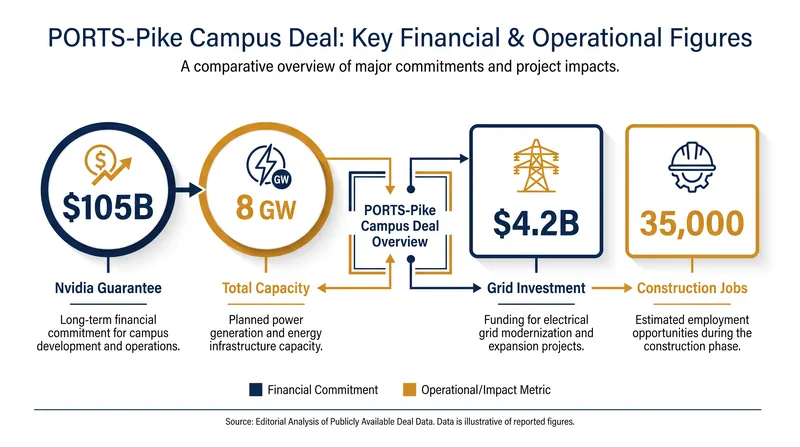 Key financial and infrastructure commitments for the Ohio AI data center project.