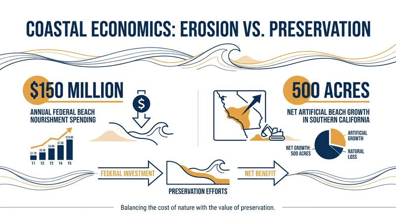 The financial and physical scale of artificial beach maintenance in the United States.