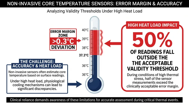 Validation studies found that non-invasive core temperature sensors frequently deviated from actual core temperature by more than the acceptable 0.3°C margin.