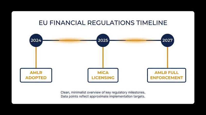The phased rollout of the EU's unified financial rulebook.