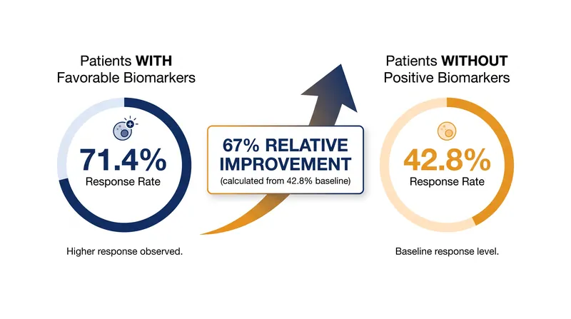 Patients with favorable biomarker profiles experienced a 67% relative improvement in treatment response rates.