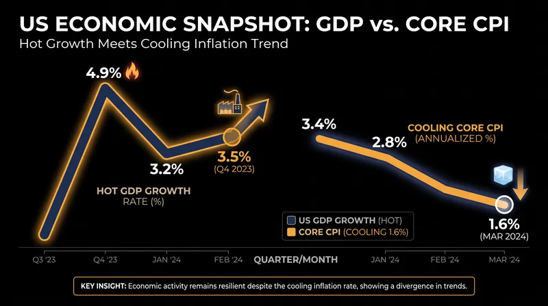 The U.S. economy is experiencing a rare combination of robust economic growth and rapidly cooling inflation.