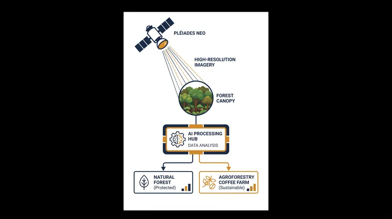 Airbus's high-resolution satellites and AI models can differentiate between natural forests and shade-grown coffee farms.