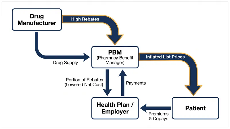 The FTC alleged that PBMs used exclusionary formularies to extract high rebates while shifting costs to vulnerable patients.