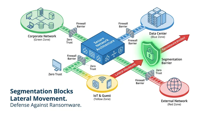 Network segmentation isolates critical systems, containing breaches to the initial point of compromise.