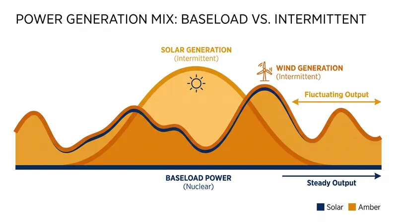 How firm baseload capacity stabilizes a grid heavily reliant on intermittent renewable generation.