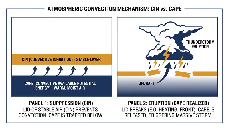 A warmer atmosphere strengthens the 'lid' of convective inhibition early in the season, delaying storms while explosive energy builds underneath.