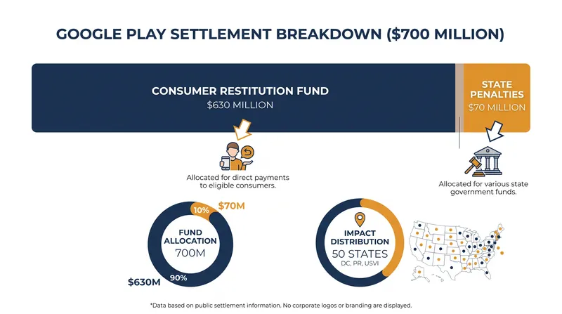 Breakdown of the $700 million Google antitrust settlement.