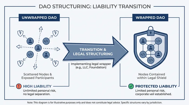Legal wrappers provide a necessary liability shield for DAO participants.