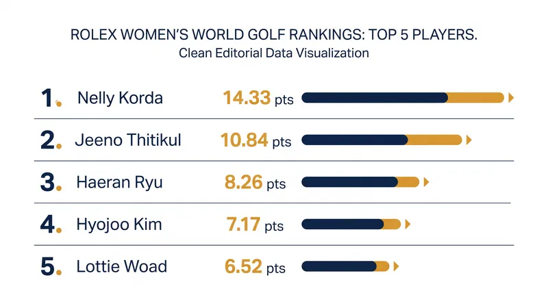 The top 5 players in the Rolex Rankings feature a significant points gap between the top three and the rest of the field.