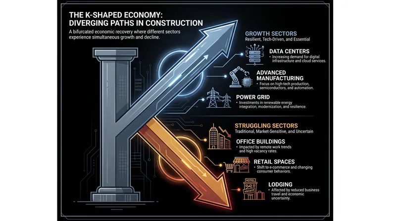 The construction industry has split into two distinct realities based on project type.