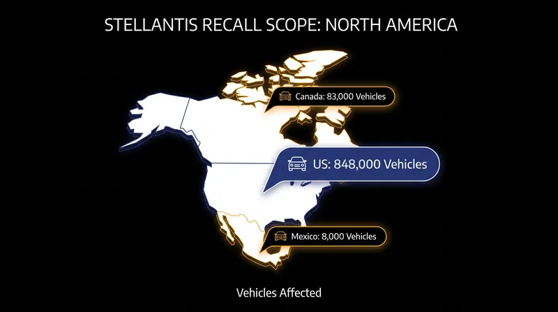 The recall spans multiple brands and models across North America, totaling nearly one million vehicles.