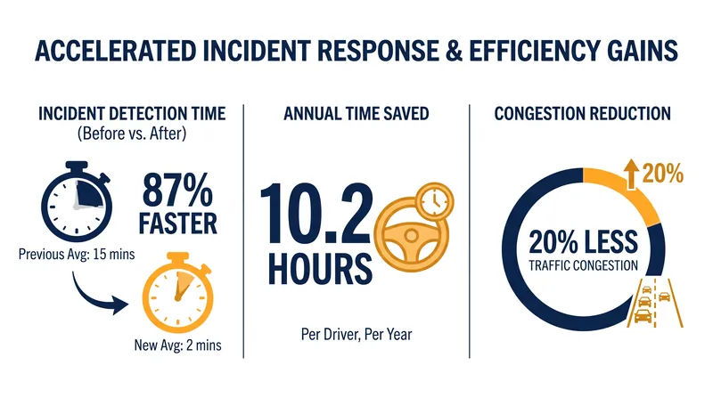 The projected impact of AI traffic management on highway delays and incident response.