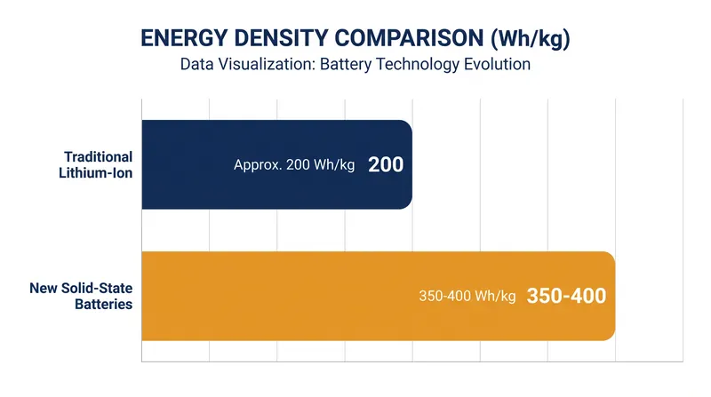 Solid-state batteries offer nearly double the energy density of traditional lithium-ion packs.