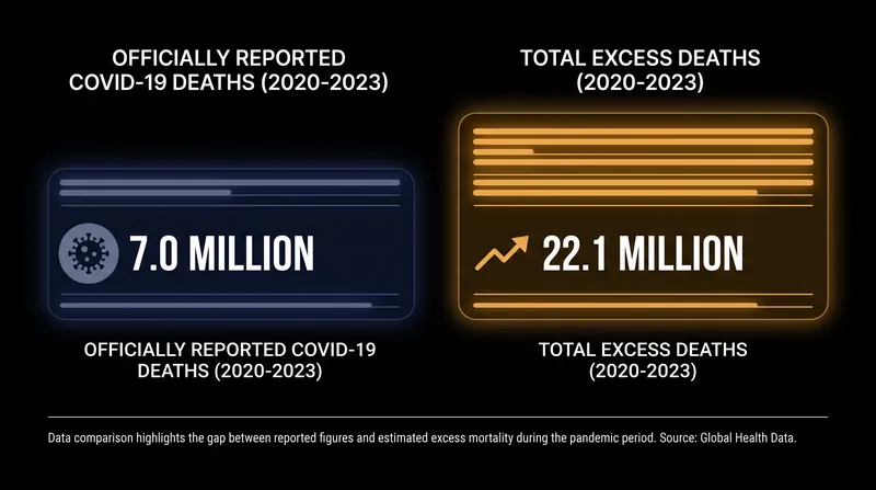 Total excess deaths from 2020-2023 were more than triple the officially reported COVID-19 death toll.