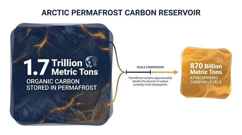 Permafrost landscapes store nearly twice the amount of carbon currently in Earth's atmosphere.