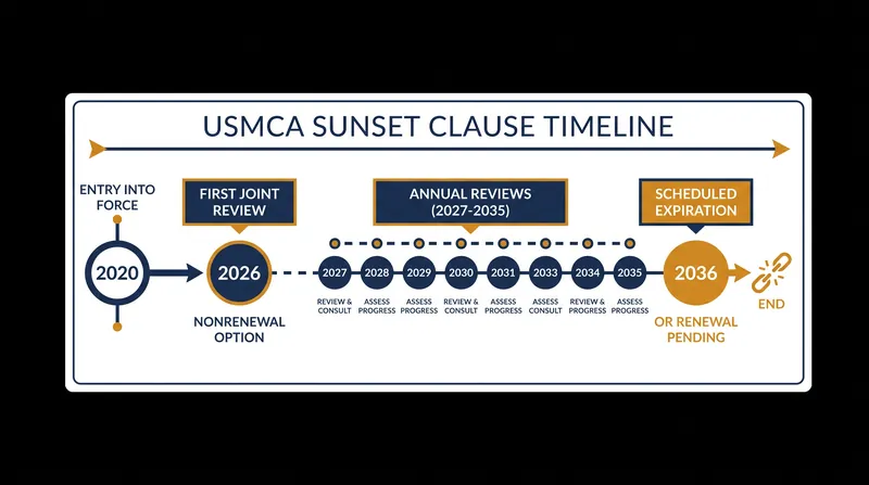 How the Article 34.7 sunset clause dictates the lifespan and review cycle of the USMCA.