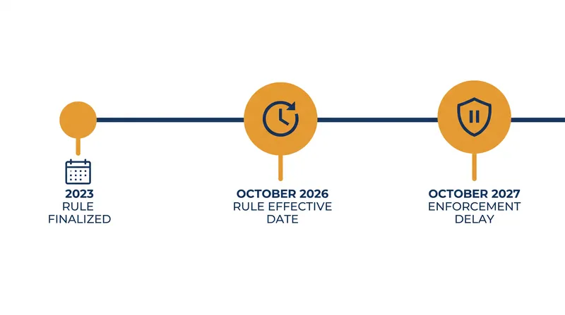 While the rule takes effect in October 2026, the DOE has delayed enforcement until 2027 amid ongoing litigation.