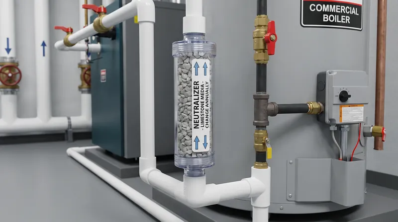 Condensate neutralizers are required to treat the acidic runoff produced by high-efficiency systems before it enters municipal drains.