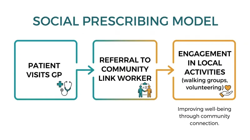 Social prescribing connects patients with community resources rather than relying solely on clinical treatments.