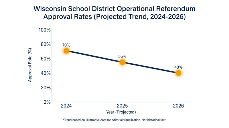 Approval rates for school district operational referendums have trended downward, accelerating the financial pressure on local boards.
