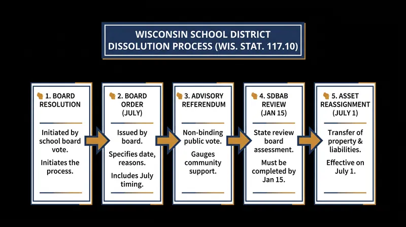 The statutory timeline for dissolving a Wisconsin school district under Chapter 117.