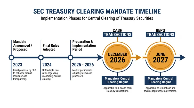Timeline of the SEC's revised Treasury clearing mandate.