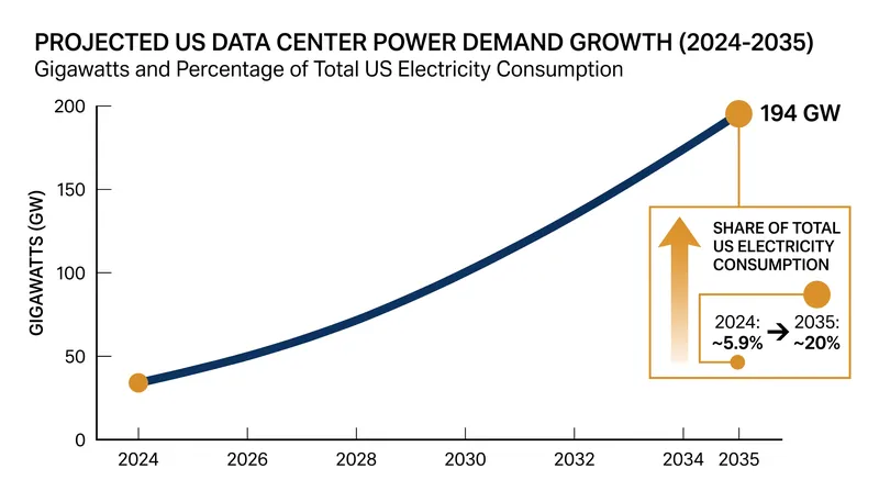 BloombergNEF projects a near-tripling of data center power consumption over the next decade.