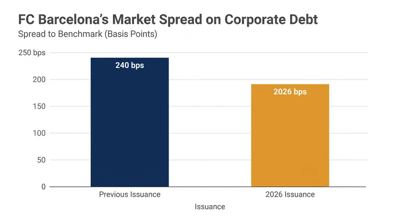 The market spread on Barcelona's debt has fallen significantly, indicating reduced investor risk perception.