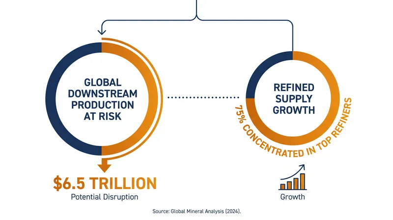 Recent data indicates that geographic concentration in mineral refining is actually increasing, despite diversification efforts.