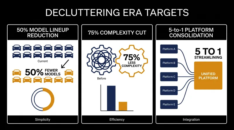 Major automakers are targeting massive reductions in product complexity to protect profit margins.