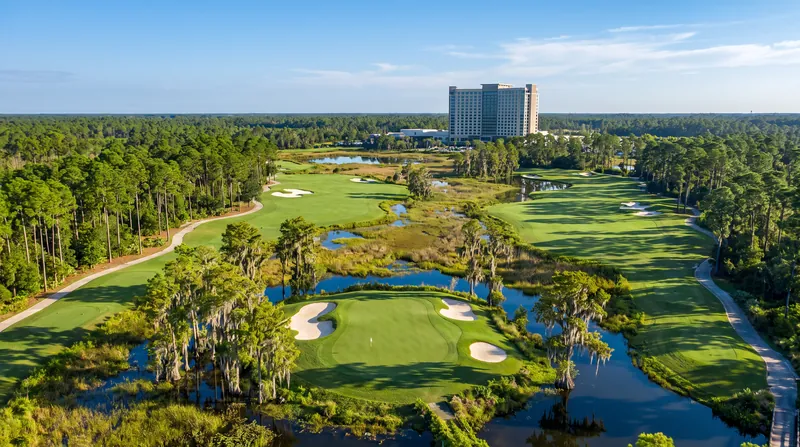 The property includes a Greg Norman-designed championship golf course that hosts the PGA Tour's PNC Championship.