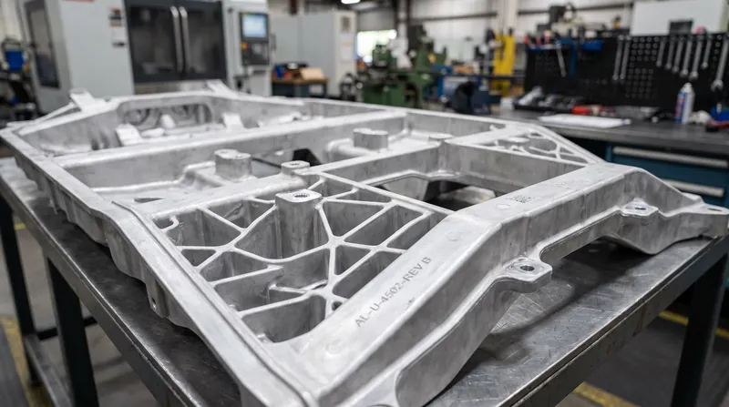 The intricate ribbing and mounting points of a megacast underbody eliminate the need for heavy add-on brackets.