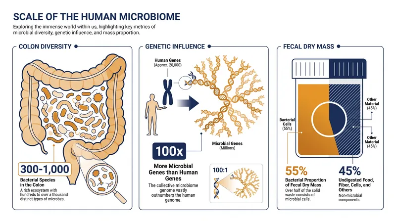 The human gut microbiome represents a massive, genetically complex ecosystem.