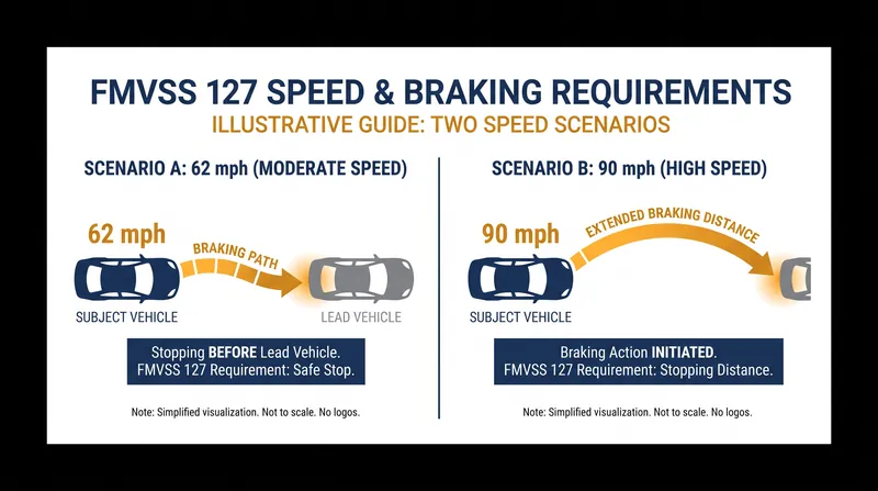 The new NHTSA mandate requires vehicles to completely avoid a collision with a stopped car at speeds up to 62 mph.