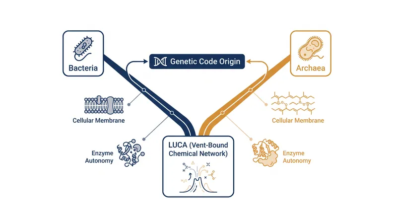 The new model suggests the genetic code evolved once, but the leap to free-living cells happened twice.