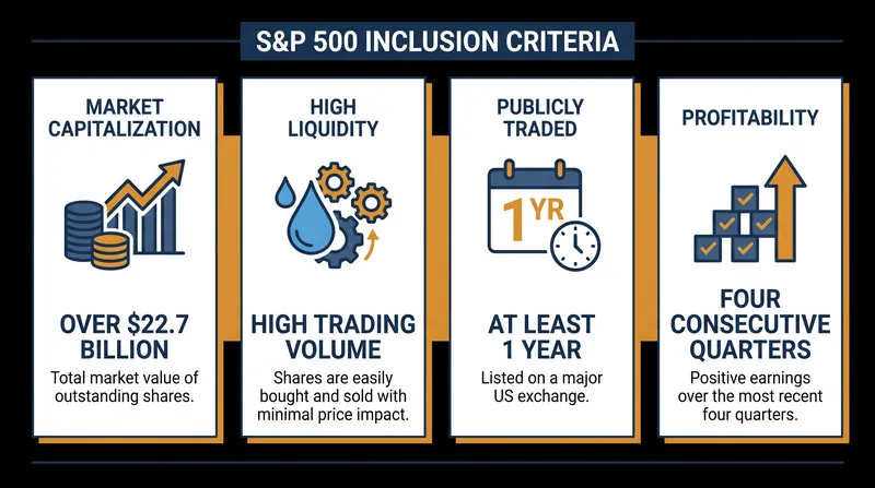The strict financial requirements a company must meet to join the S&P 500 index.