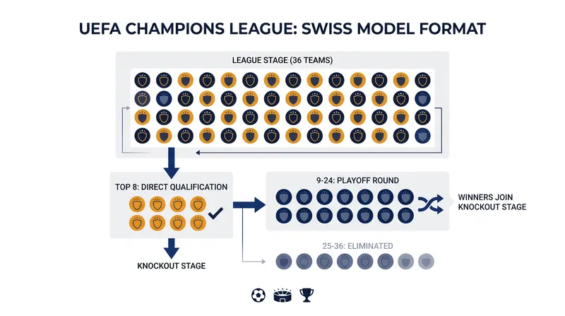 The Swiss Model replaces closed groups with a single 36-team league table, increasing the total number of matches from 125 to 189.